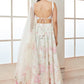 Off White and Pink Floral Printed Lehenga