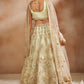Soft Yellow Embroidered Organza Lehenga