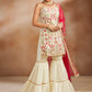 Off White Multicolor Embroidered Gharara Suit