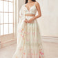 Off White Floral Printed Satin Lehenga