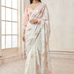 Peach and Off White Satin Georgette Saree