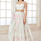 Off White and Pink Printed Georgette Lehenga