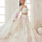 Off White and Pink Printed Georgette Lehenga