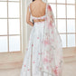 White and Pink Floral Printed Lehenga