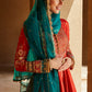 Red Orange and Teal Peplum Style Anarkali