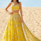 Yellow Mirror Embroidered Organza Lehenga