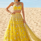Yellow Mirror Embroidered Organza Lehenga