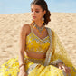 Yellow Mirror Embroidered Organza Lehenga