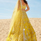Yellow Mirror Embroidered Organza Lehenga