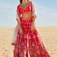 Hot Pink Mirror Embroidered Silk Lehenga