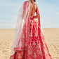 Hot Pink Mirror Embroidered Silk Lehenga