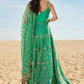 Green Mirror Embroidered Organza Anarkali