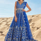 Royal Blue Mirror Embroidered Silk Anarkali