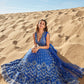Royal Blue Mirror Embroidered Organza Anarkali