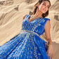 Royal Blue Mirror Embroidered Organza Anarkali