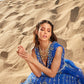 Royal Blue Mirror Embroidered Organza Anarkali