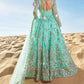 Mint Mirror Embroidered Organza Anarkali