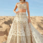 Off White Mirror Embroidered Organza Lehenga