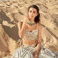 Off White Mirror Embroidered Organza Lehenga