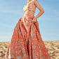 Orange and Mint Mirror Embroidered Silk Lehenga