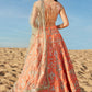 Orange and Mint Mirror Embroidered Silk Lehenga