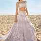 Soft Lavender Mirror Embroidered Organza Lehenga