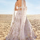 Soft Lavender Mirror Embroidered Organza Lehenga