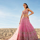 Pink Mirror Embroidered Organza Lehenga
