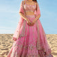 Pink Mirror Embroidered Organza Lehenga