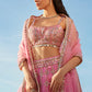 Pink Mirror Embroidered Organza Lehenga