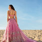 Pink Mirror Embroidered Organza Lehenga