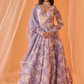 Dusty Periwinkle White Floral Printed Anarkali
