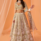 Light Olive White Floral Printed Lehenga