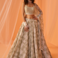 Light Sage White Floral Printed Lehenga