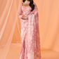 Peach White Floral Printed Saree