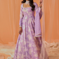 Lilac White Floral Printed Anarkali