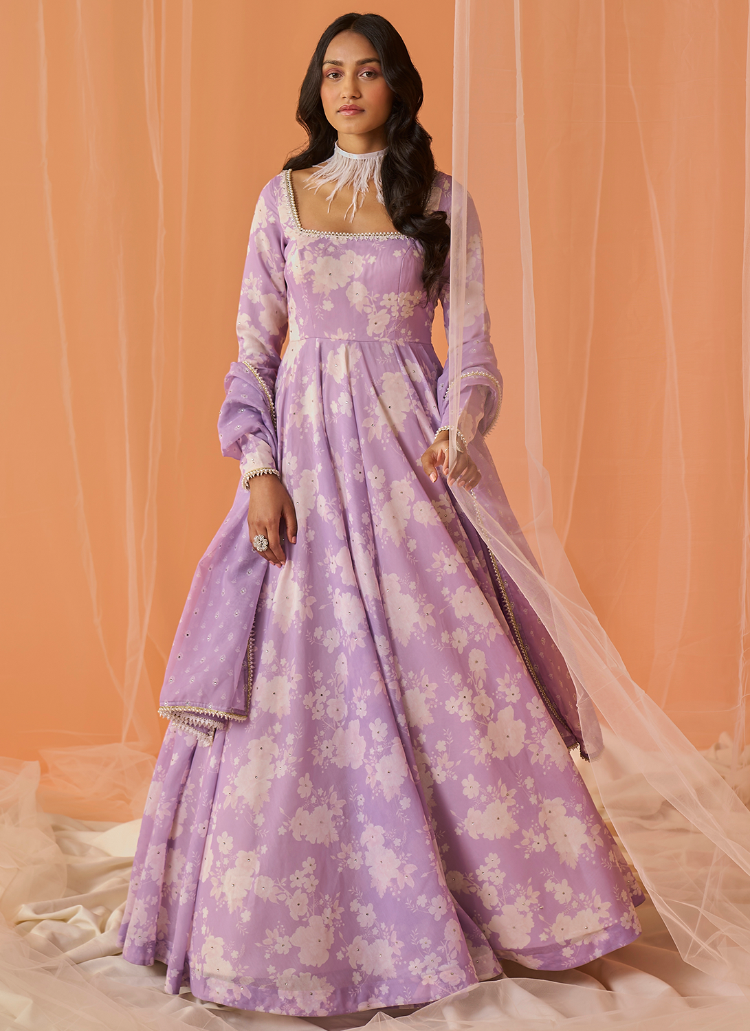 Multicolor Heavy Georgette Digital Printed Anarkali Gown | Exotic India Art