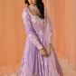 Lilac White Floral Printed Anarkali