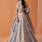 Light Grey White Floral Printed Lehenga