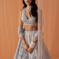 Light Grey White Floral Printed Lehenga