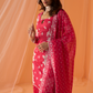 Hot Pink White Floral Printed Punjabi Suit
