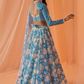Sky Blue White Floral Printed Lehenga