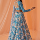 Sky Blue and White Floral Printed Lehenga