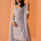 Light Blue White Floral Printed Gharara Suit