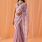 Dusty Lilac White Floral Printed Saree