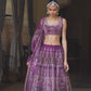 Purple Printed Organza Lehenga