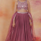 Mauve Embroidered Georgette Lehenga