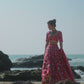 Deep Red Floral Printed Lehenga