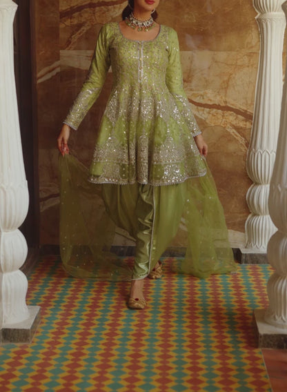 Light Green Peplum Style Punjabi Suit