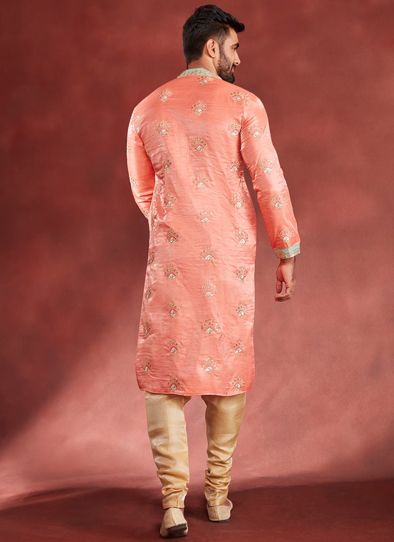 Coral Multicolor Silk Kurta Set - Lashkaraa